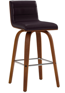 lot 72 image: Armen Living Vienna 26 Counter Height Swivel Brown Faux Leather and Walnut Wood Bar Stool