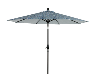 lot 86 image: Better Homes & Gardens 9 Blue and Green Medallion Patio Umbrella Crank Lift and 3 Position Tilt