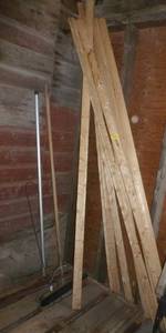 lot 37 image: eight 8ft x 2x12 boards, broom