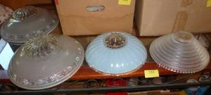 lot 115 image: FOUR Vintage glass lamp shades