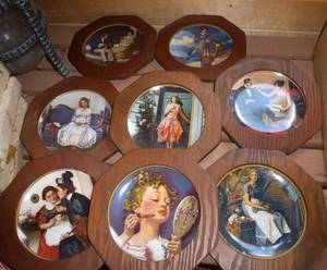 lot 137 image: Lot of 8 framed Norman Rockwell plates