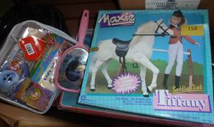 lot 158 image: Beanie baby kit, play horse and Backyard pool barbie set in a bad box