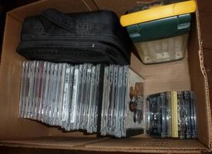 lot 162 image: Box of music cds and a camping light