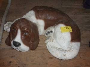 lot 176 image: Concrete dog and ceramic cat