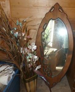 lot 190 image: Bedside table, mirror and vase of grasses