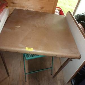 lot 229 image: 3 folding card tables and a small metal table