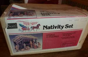 lot 216 image: Vintage nativity set with figures