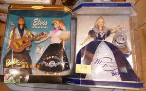 lot 280 image: 2 new in box Barbie and Elvis