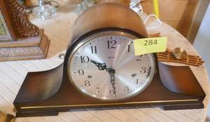 lot 284 image: Pretty Linden black forest mantel clock with chime