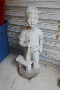 lot 261 image: Concrete baseball boy and heavy planter