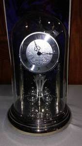 lot 555 image: Anniversary Clock, Loricron, Silvertone.