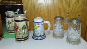 lot 644 image: Avon Steins (5) Eagle, Baseball, Wildlife, Football.