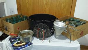 lot 645 image: Vintage Blue Canning Jars And More.