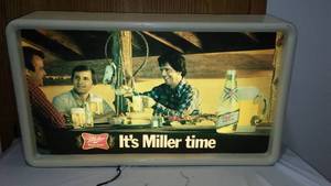 lot 679 image: 1980s Lighted Its Miller Time Display And Light, Works.