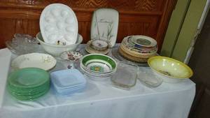 lot 673 image: Anchor Hocking Fire King Blue Azurite, Jadeite And More.