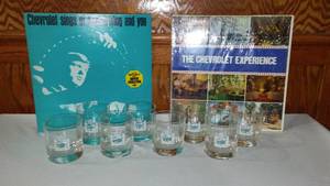 lot 699 image: Chevy 1968 HONOR CLUB Cocktail Bar Glasses, New In Box.