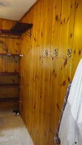 lot 761 image: Cabin Teardown   Master  Closet 9 X 7 Ft. Rm.  Shelving, Carpet Walls, Windows (2)
