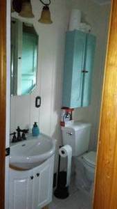 lot 763 image: Cabin Teardown   Hall Bath Vanity, Shower, Cabinets, Window, And More.