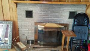 lot 770 image: Cabin Teardown   Fireplace Screen, Brick, Tools, Mantel, Insert.