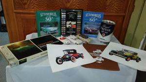 lot 711 image: Auto Books, Lamp, Chevy Board Game, Model Cars And More.