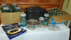 lot 721 image: Vintage Blue Canning Jars And More.