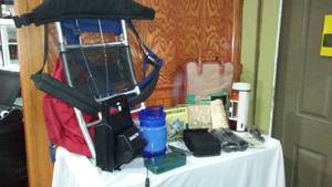 lot 816 image: Outdoor Fishing Lot. Skinner, Picnic Set, Binoculars And More.