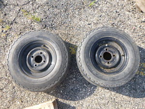 lot 14 image: 2 Duro Trailer Tires on 4-Hole Rims