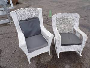 lot 24 image: Pair of Wicker Chairs one Rocking