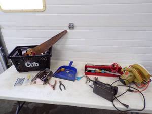 lot 45 image: Tool Lot with Locking pliers, saw, tool box and lots more