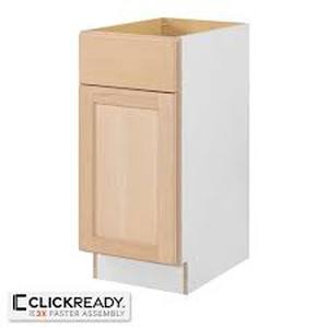 lot 1 image: Hampton Bay 15 in. W x 24 in. D x 34.5 in. H Ready to Assemble Base Kitchen Cabinet in Unfinished with CLICKREADY Technology Customer Returns See Pictures