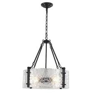 lot 11 image: ADSENSTY 60 -Watt 1-Light Brass Pendant Light with Clear Water Wave Glass Shade  Customer Returns See Pictures