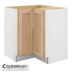 lot 27 image: Hampton Bay 32 in. W x 32 in. D x 34.5 in. H Ready to Assemble Corner Lazy Susan Cabinet in Unfinished with CLICKREADY Technology  Customer Returns See Pictures