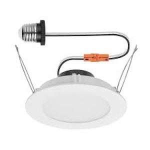 lot 34 image: Lot of Commercial Electric Integrated LED 6-inch Retro Fit Ultra Slim Selectable Color Recessed Light, White, Energy Star, Title 20, Wet Rated  Customer Returns See Pictures