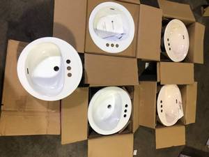 lot 56 image: Lot of Assorted Bathroom Sinks Various Models and Conditions    Customer Returns See Pictures