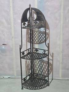 lot 48 image: Elegant Pressed Metal French Provincial Etagere Corner Shelf