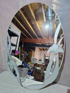 lot 86 image: Darling Stained Glass Floral Inlay Accent Mirror