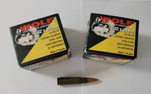 lot 14 image: Wolf Performance Ammunition - 7.62 x 39mm - 2 boxes 20 Cartridges Each