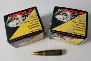 lot 18 image: Wolf Performance Ammunition - 7.62 x 39mm - 2 boxes - 20 Cartridges Each Box
