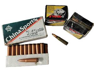 lot 23 image: Wolf Performance Ammunition - 7.62 x 39mm -2 boxes - 20 Cartridges in one box and 21 cartridges in other,  and Chinaports 7.62 x39 20 Cartridges in box