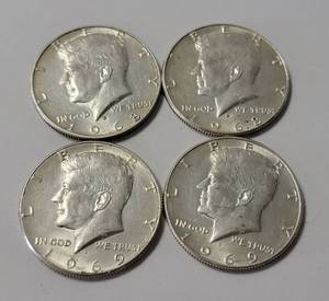 4 Kennedy Half Dollars - Very Nice - 40% Silver
