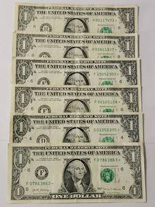 lot 48 image: 6 Star Dollars - Great Condition - 1.00 denomination