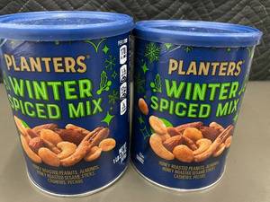 lot 474 image: 2 Planters Winter Spiced Mix Cans 19.75 oz Each