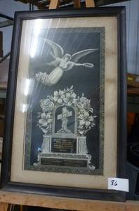 lot 86 image: Antique items, memorial from 1882, wedding of 1922, and unknown