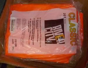 lot 117 image: THREE 2XL Rain coats blaze orange