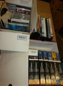 lot 120 image: group of dvds, cds, vhs