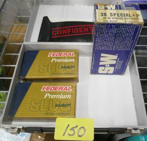 lot 150 image: Box of 38 special and 2 boxes of 12 gauge slugs