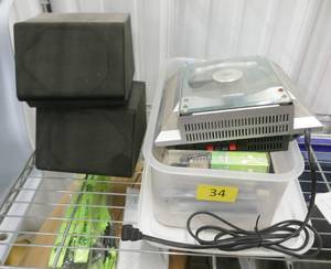lot 34 image: Box of music CDs, CD player and speakers