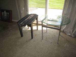 lot 78 image: Round metal frame glass top end tab...