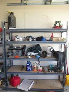 lot 109 image: Content of shelf including misc har...