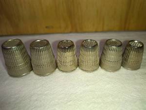 lot 151 image: 6 West Germany Fancy Mixed Metal Thimbles